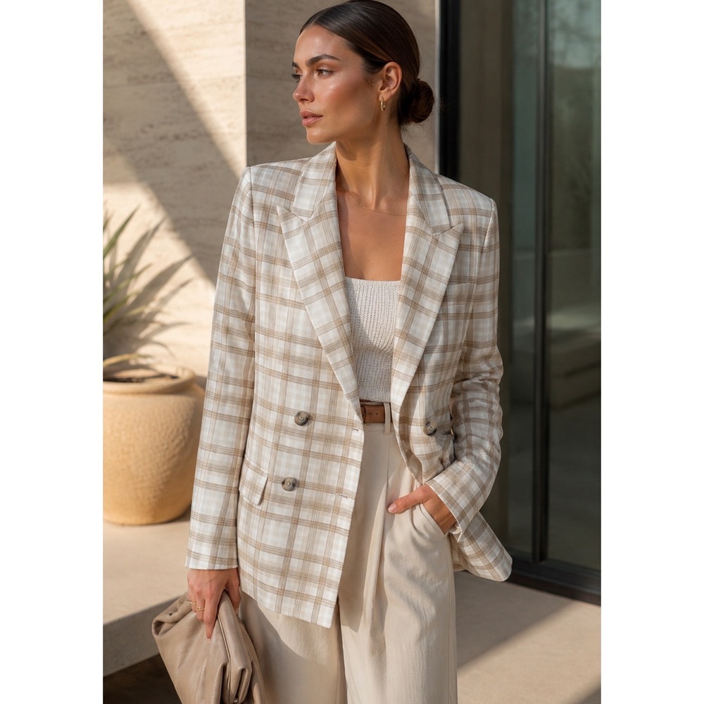 NEW Wilfred Destiny FRANCESCA Plaid Blazer Double Breasted Jacket WOMEN 0